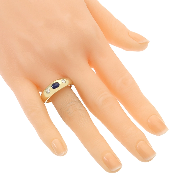 Ring, 14K, Gelbgold, Saphir, Brillanten