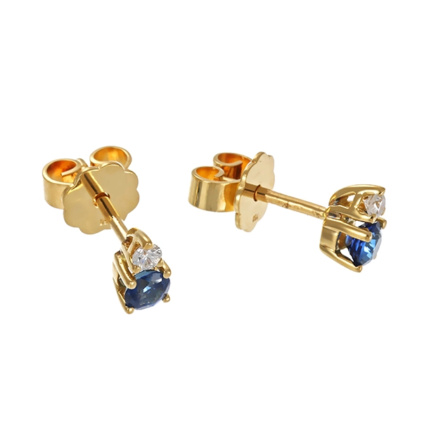 Ohrstecker, 18K, Gelbgold, Saphir, Brillant