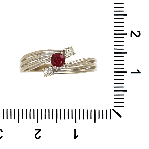 Ring, 14K, Weißgold, Rubin, Brillanten