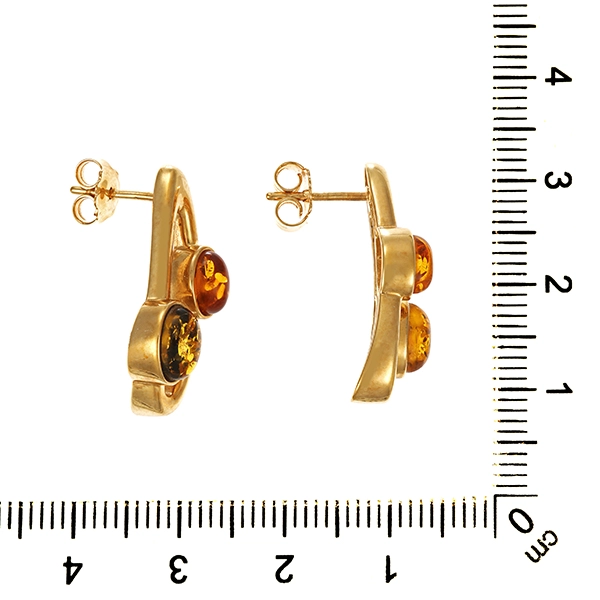 Ohrstecker, 9K, Gelbgold, Bernsteine