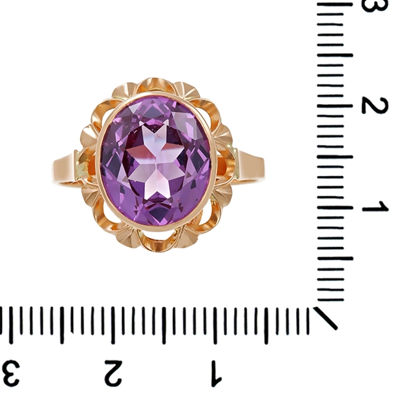 Ring, 14K, Gelbgold, synthetischer Korund