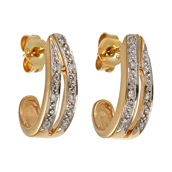 Steckcreolen, 14K, Gelb-/Weißgold, Brillanten