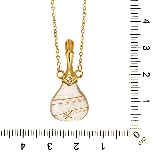 Collier,14K, Gelbgold, Rutilquarz, Brillant