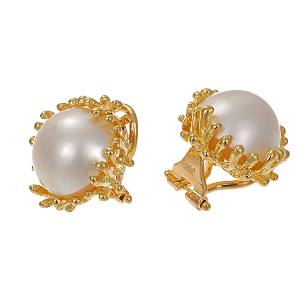 Ohrclipse, 18K, Gelbgold, Mabe Perlen