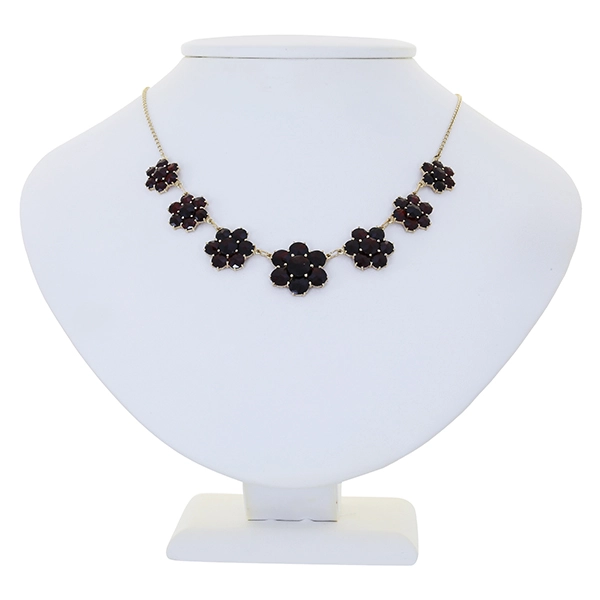 Collier, 8K, Gelbgold, Granat