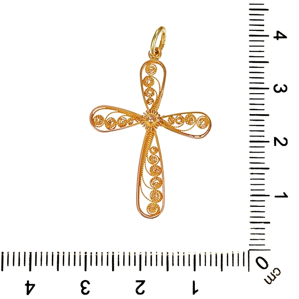 Anhänger, 14K, Gelbgold, Kreuz