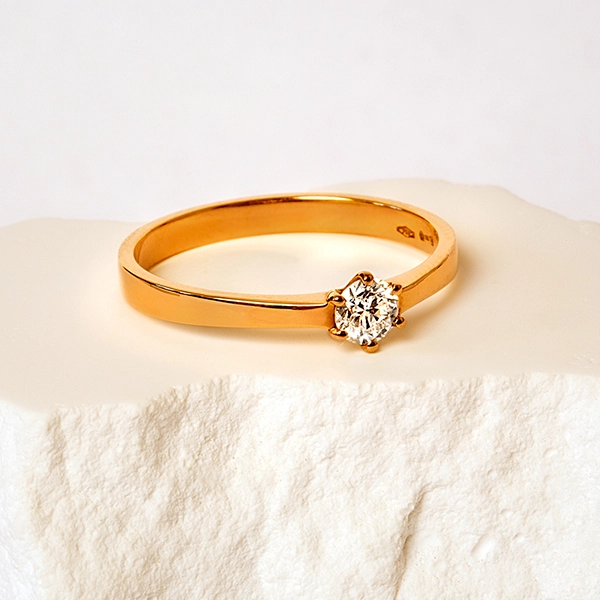 Diamantring, 18K, Rotgold, Brillant 0,25 ct