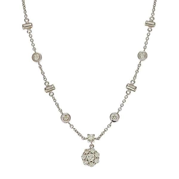 Collier, 14K, Weißgold, Brillanten