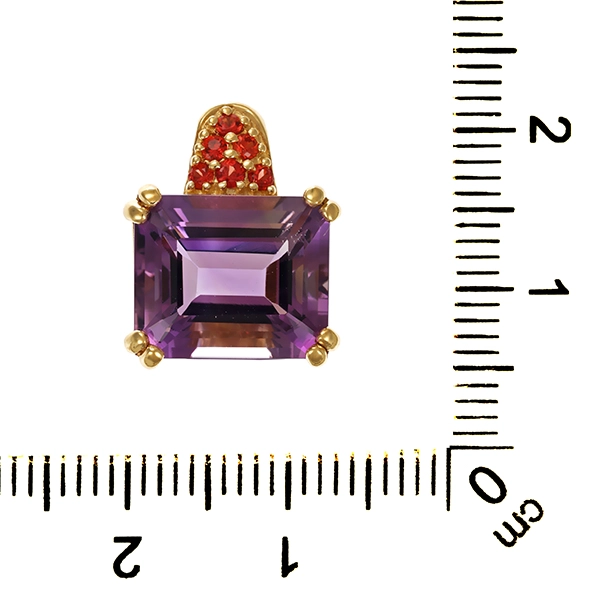 Anhänger, 9K, Gelbgold, Amethyst, Saphire
