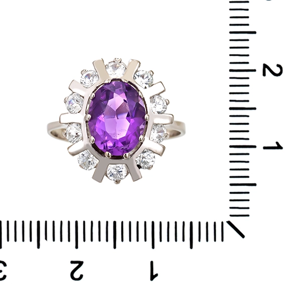 Ring, 14K, Weißgold, Amethyst, Zirkonia