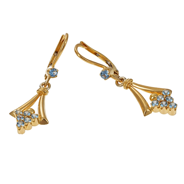 Ohrhänger, 18K, Gelbgold, Synthetischer Spinel