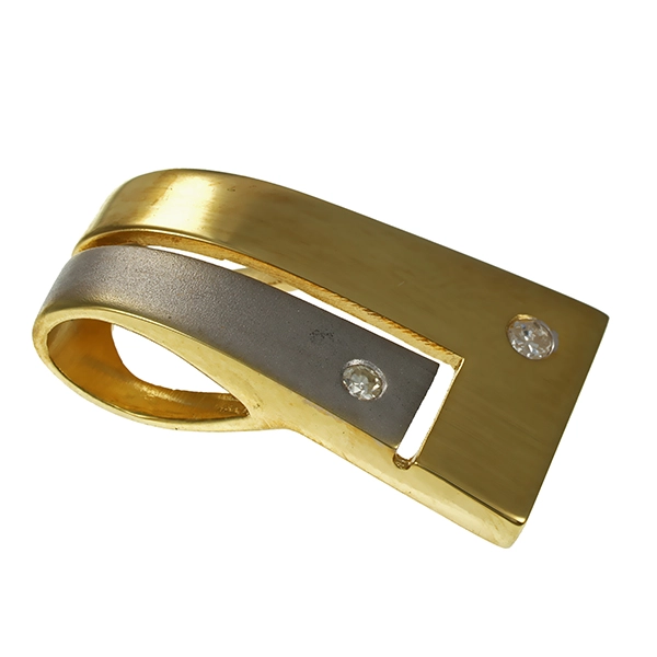 Anhänger, 14K, Gelb-/Weißgold, Diamanten