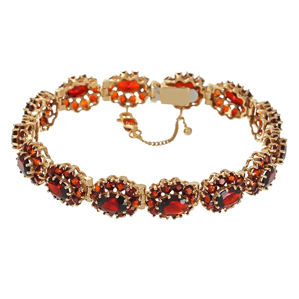 Armband, 8K, Gelbgold, Granat