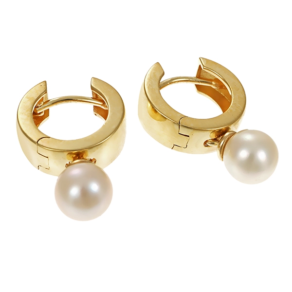 Creolen, 14K, Gelbgold, Perlen