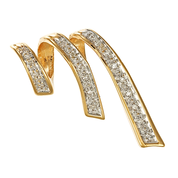 Anhänger, 14K, Gelb-/Weißgold, Diamanten