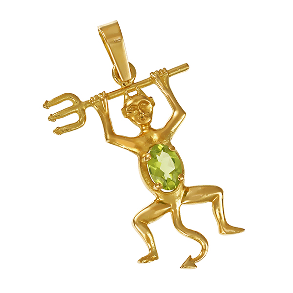 Anhänger, 18K, Gelbgold, Peridot, Teufel