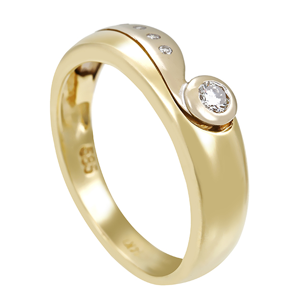 Diamantring, 14K, Gelbgold, Brillanten