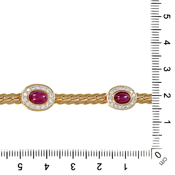 Armband, 14K, Gelb-/Weißgold, Rubine, Brillanten