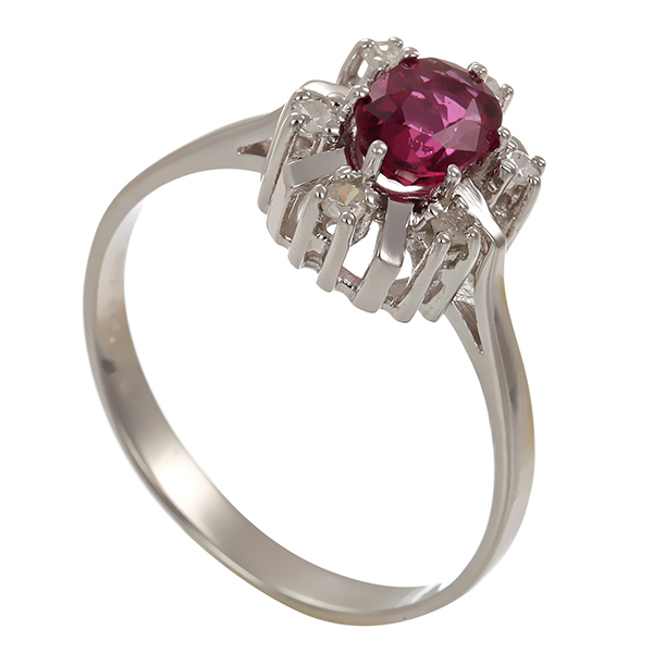 Ring, 14K, Weißgold, Diamanten, Rubin