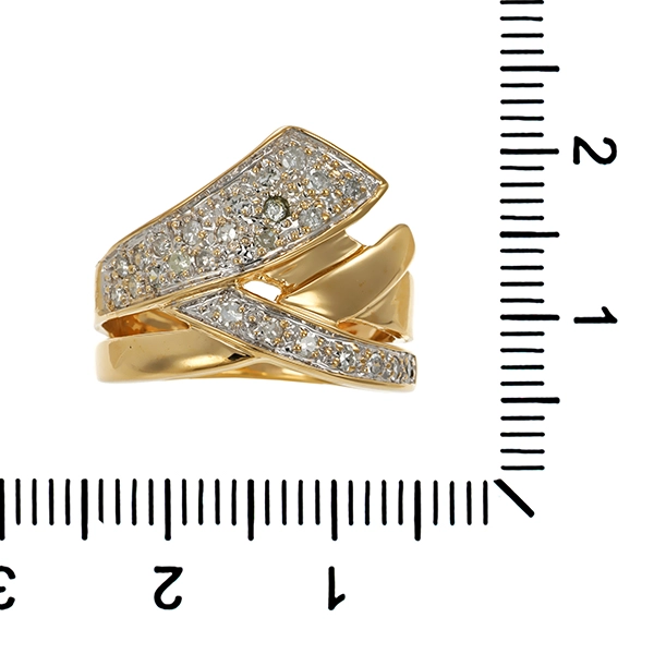 Ring, 8K, Gelb-/Weißgold, Diamanten