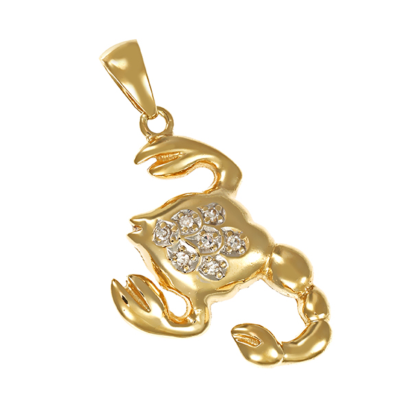 Anhänger, 18K, Gelb-/Weißgold, Skorpion