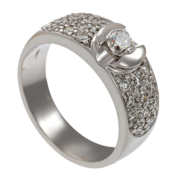 Ring, 14K, Weißgold, Brillanten