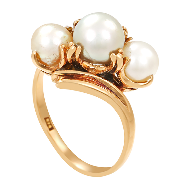 Ring, 14K, Gelbgold, Perlen