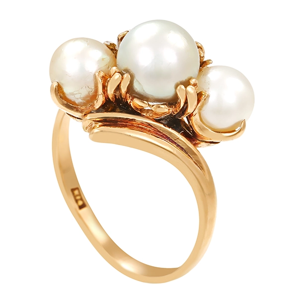 Ring, 14K, Gelbgold, Perlen