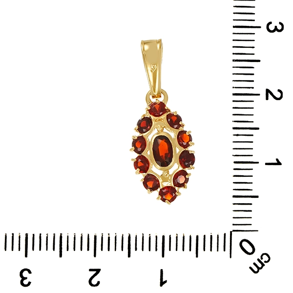 Anhänger, 18K, Gelbgold, Granat