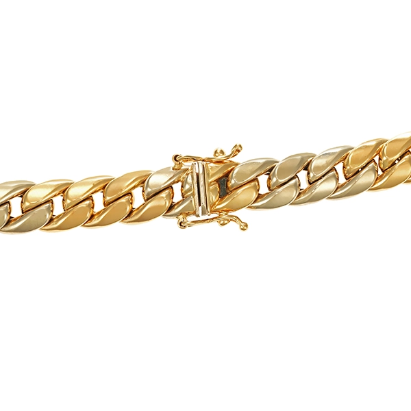 Kette, 14K, Gelb-/Weißgold, Panzer-