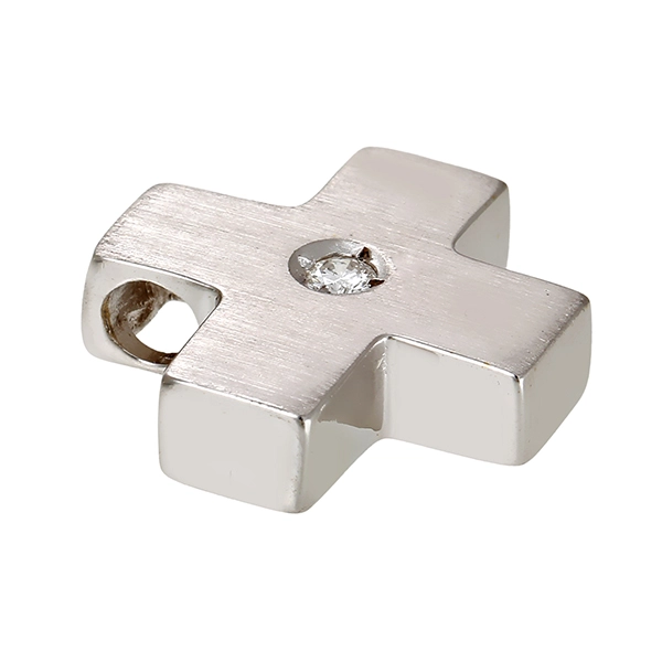 Anhänger, 14K, Weißgold, Brillant, Kreuz