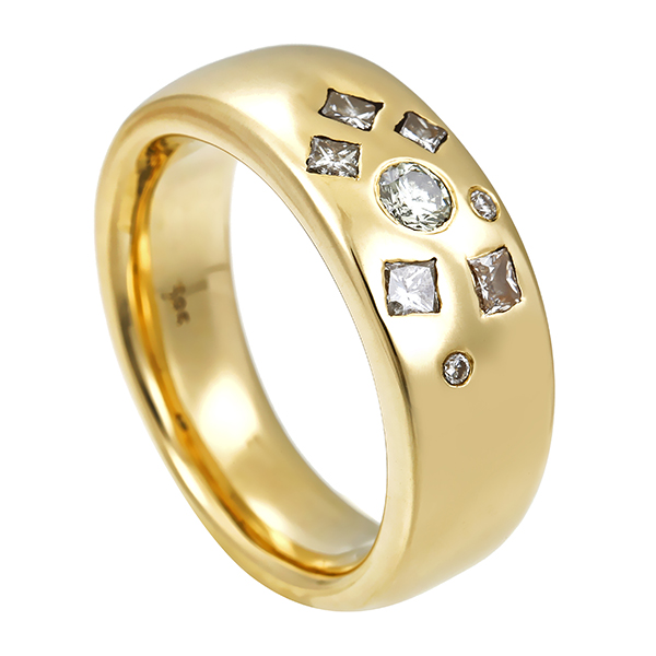 Diamantring, 14K, Gelbgold, Brillanten, Diamanten
