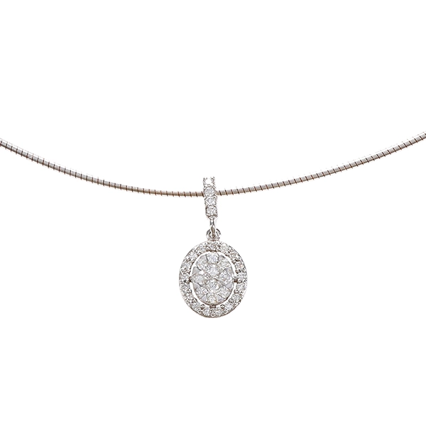 Collier, 14K, Weißgold, Brillanten 0,21 ct, Omega-