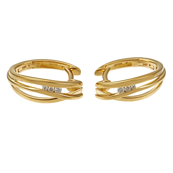 Creolen, 14K, Gelbgold, Brillanten