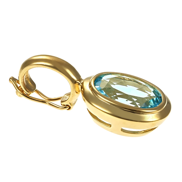 Anhänger, 14K, Gelbgold, Topas blau