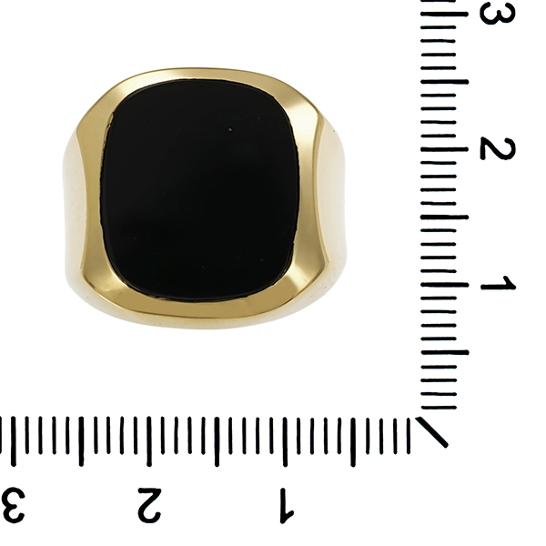 Herrenring, 14K, Gelbgold, Onyx