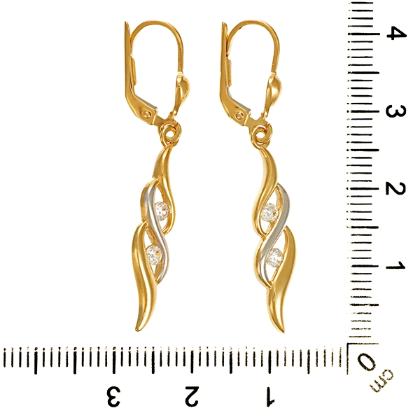 Ohrhänger, 14K, Gelb-/Weißgold, Zirkonia