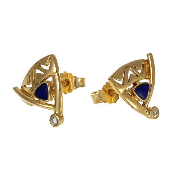 Ohrstecker, 8K, Gelbgold, 2 Lapis, 2 Brillanten