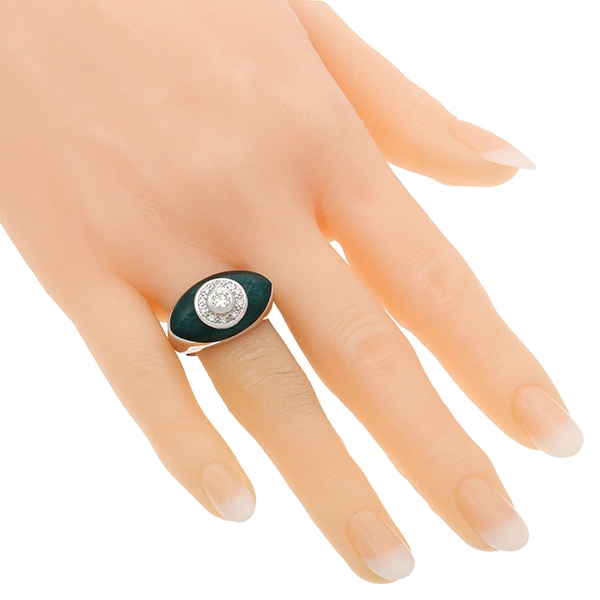 Ring, 18K, Weißgold, Brillanten, Emaille
