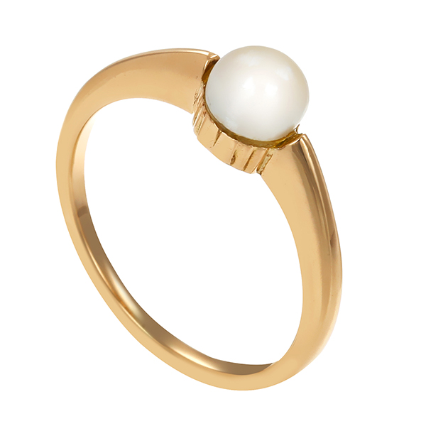 Ring, 14K, Gelbgold, Perle