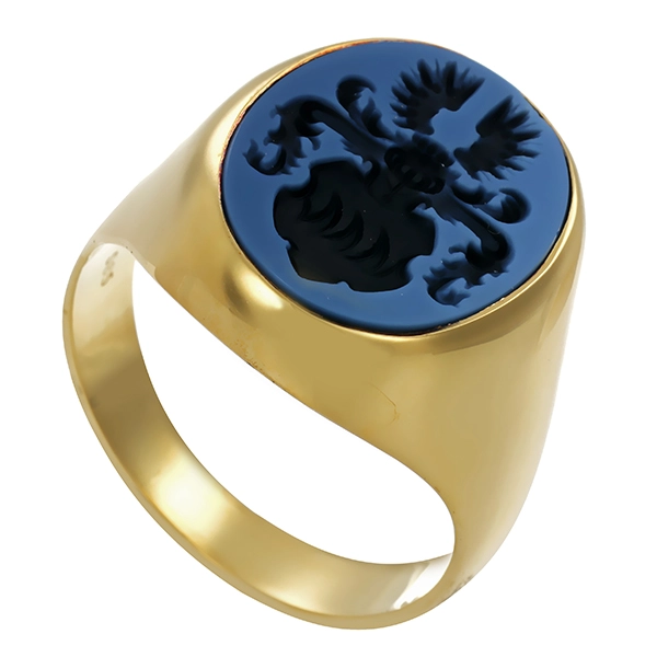 Ring, 14K, Gelbgold, Lagenstein mit Gravur