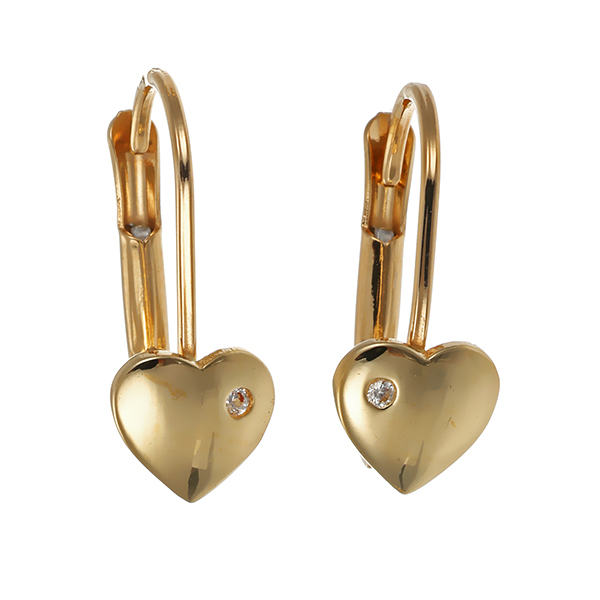 Ohrhänger, 14K, Gelbgold, Zirkonia, Herz