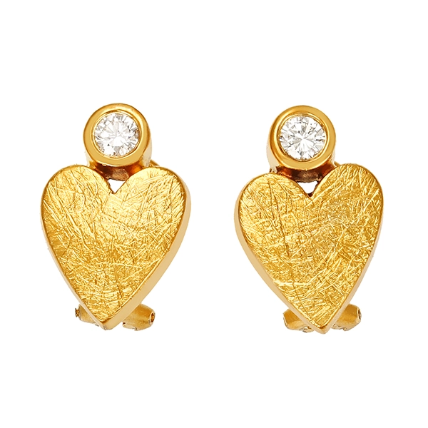Ohrclipse, 18K, Gelbgold, Brillanten, Herz