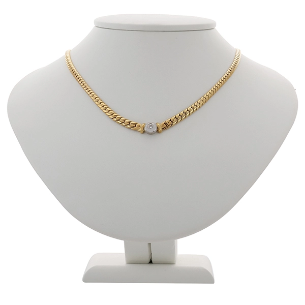Collier, 14K, Gelb-/Weißgold, Brillant