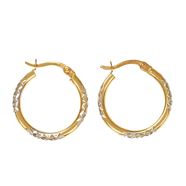 Creolen, 14K, Gelb-/Weißgold