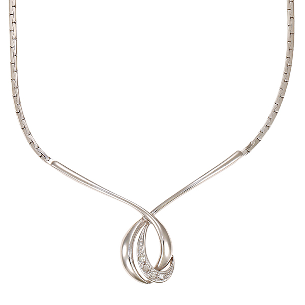 Collier, 14K, Weißgold, Diamanten