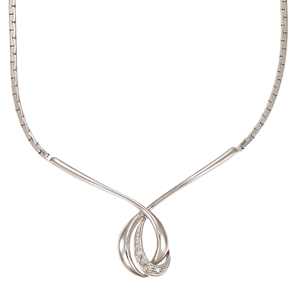 Collier, 14K, Weißgold, Diamanten