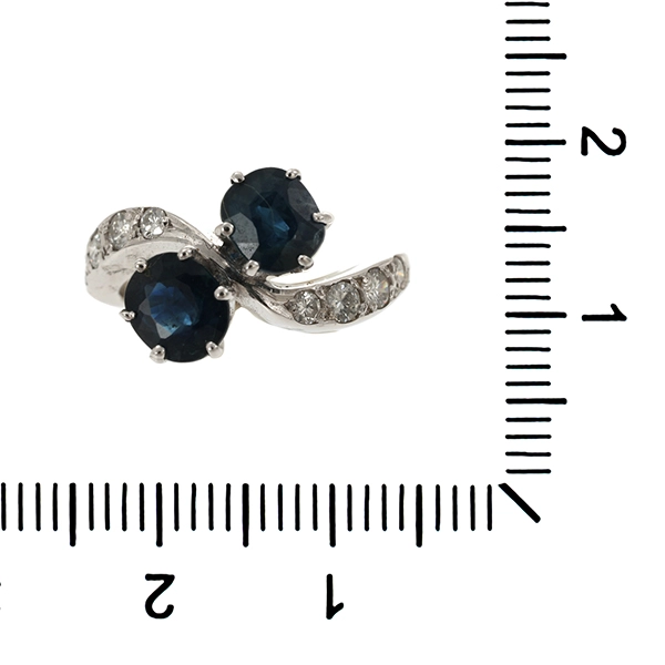 Ring, 14K, Weißgold, Saphir, Brillanten