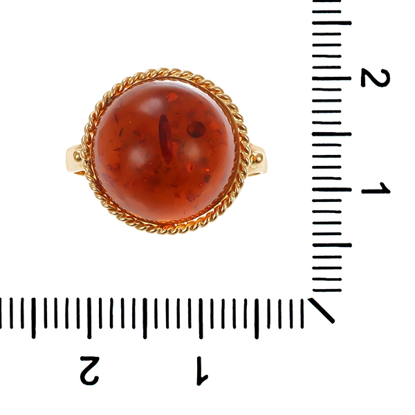 Ring, 14K, Gelbgold, 1 Bernstein