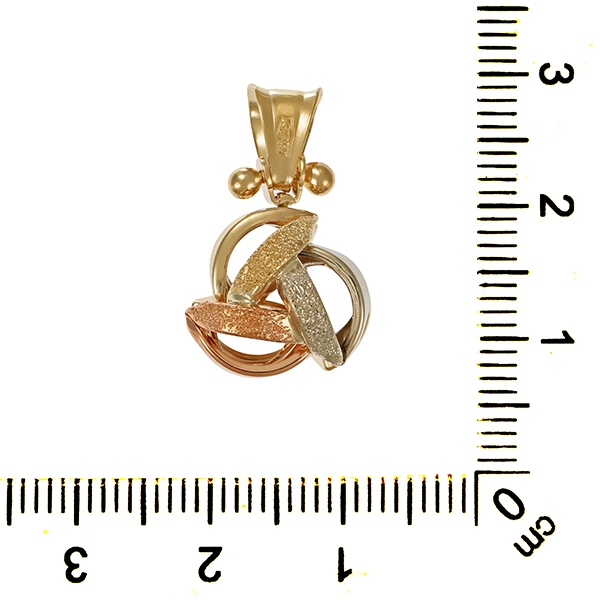 Anhänger, 8K, Rot-/Gelb-/Weißgold, Knoten